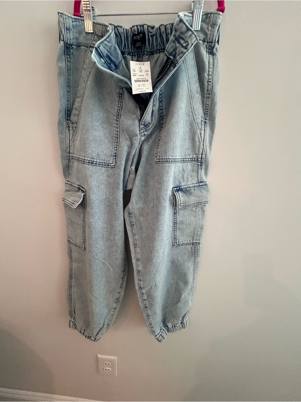 NWT J. Crew Light Wash Relaxed Cargo Jeans P 27